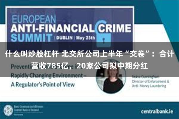 什么叫炒股杠杆 北交所公司上半年“交卷”：合计营收785亿，20家公司拟中期分红