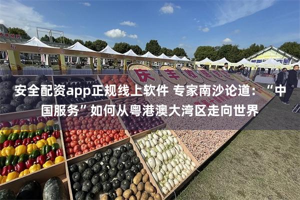 安全配资app正规线上软件 专家南沙论道：“中国服务”如何从粤港澳大湾区走向世界