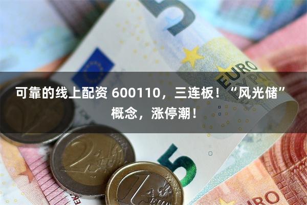 可靠的线上配资 600110，三连板！“风光储” 概念，涨停潮！