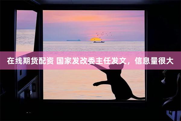 在线期货配资 国家发改委主任发文，信息量很大