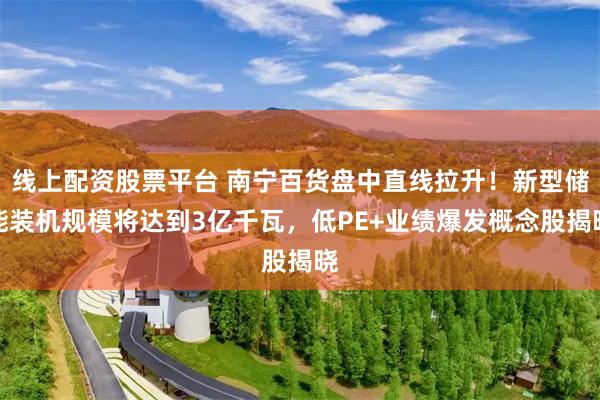 线上配资股票平台 南宁百货盘中直线拉升！新型储能装机规模将达到3亿千瓦，低PE+业绩爆发概念股揭晓
