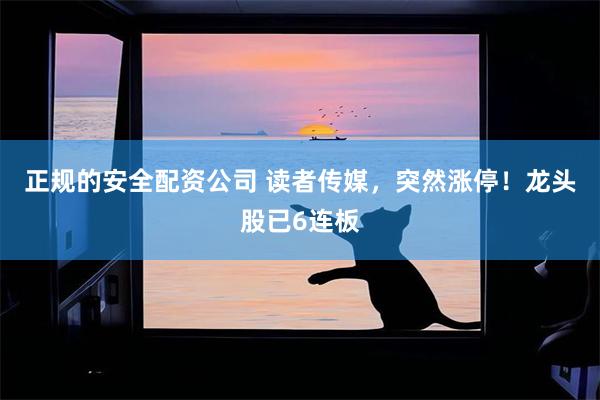 正规的安全配资公司 读者传媒，突然涨停！龙头股已6连板