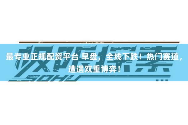 最专业正规配资平台 早盘,全线下跌!热门赛道,遭遇双重博弈!