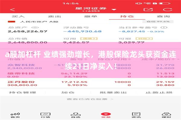 a股加杠杆 业绩强劲增长，港股保险龙头获资金连续21日净买入！
